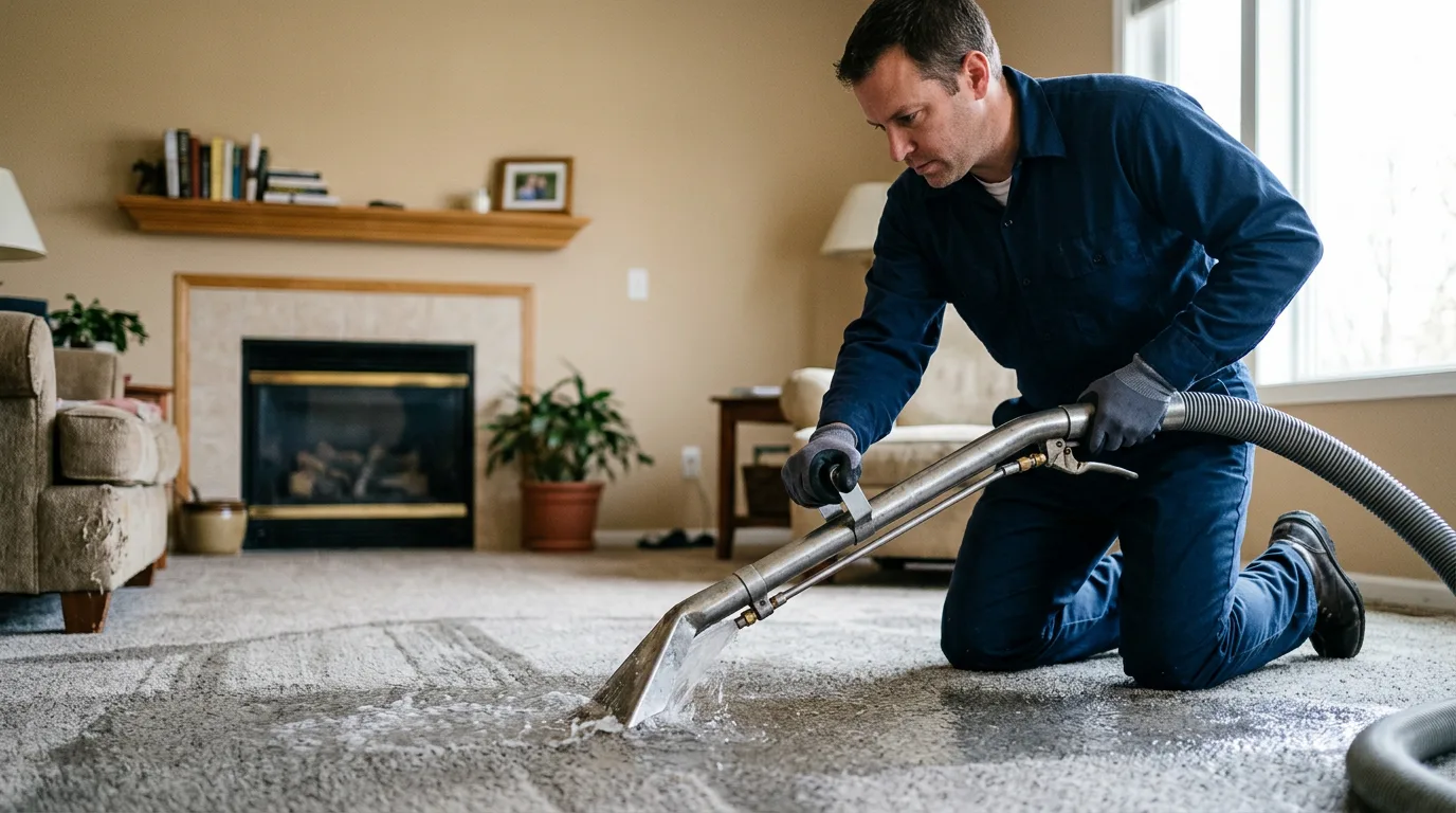 Water damage restoration technician working near Wesco, MO